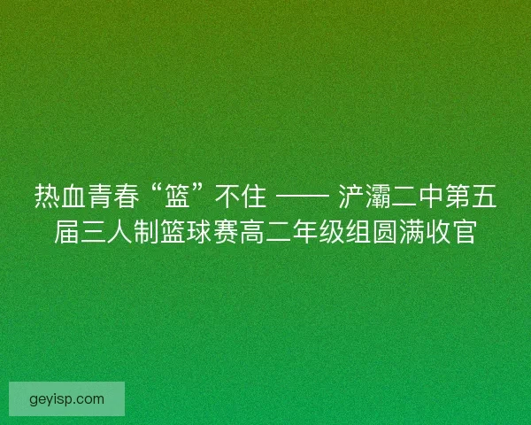 热血青春 “篮” 不住 —— 浐灞二中第五届三人制篮球赛高二年级组圆满收官
