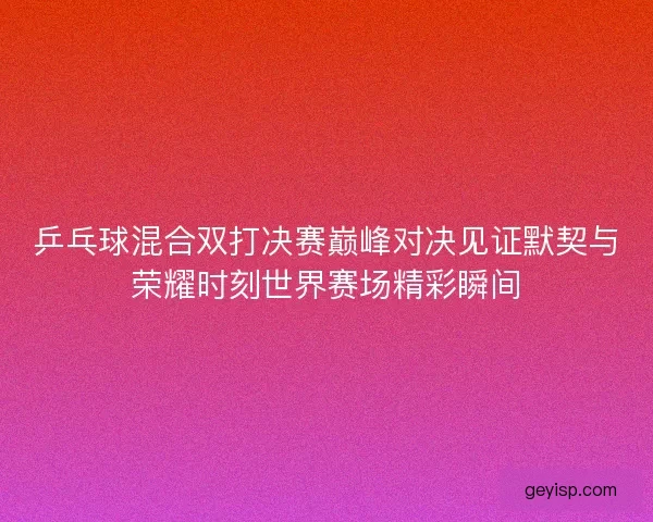 乒乓球混合双打决赛巅峰对决见证默契与荣耀时刻世界赛场精彩瞬间