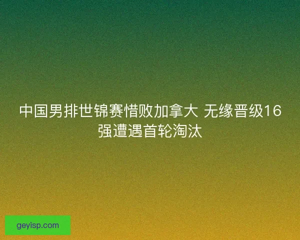 中国男排世锦赛惜败加拿大 无缘晋级16强遭遇首轮淘汰