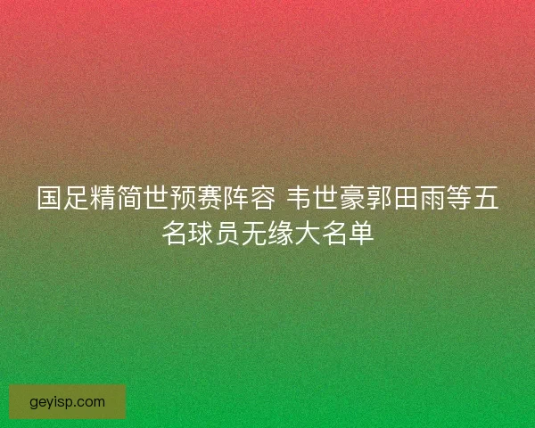国足精简世预赛阵容 韦世豪郭田雨等五名球员无缘大名单